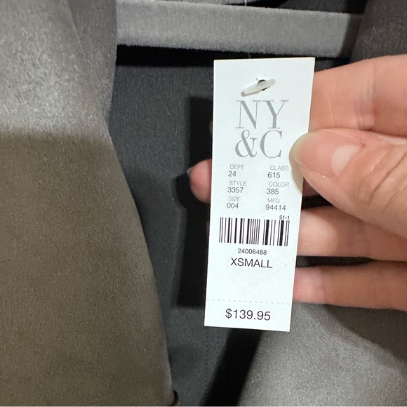 NY&Co New York and Co grey suede like jacket coat cardigan trench - Picture 3 of 4